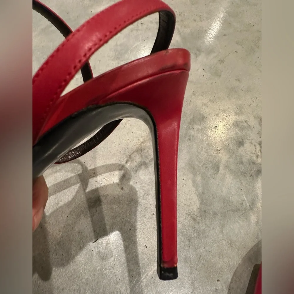 Saint Laurent Red Pink Strappy Sandals - Picture 10 of 13